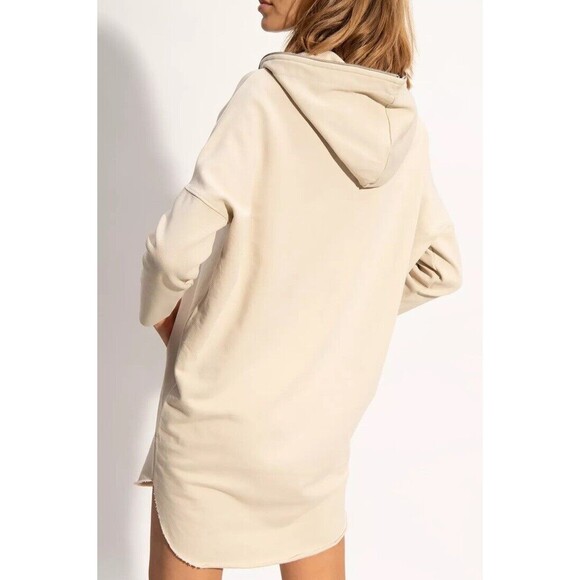 All Saints Xonda Beige Long Sleeve Cotton Hoodie Dress Size Small - Picture 11 of 12